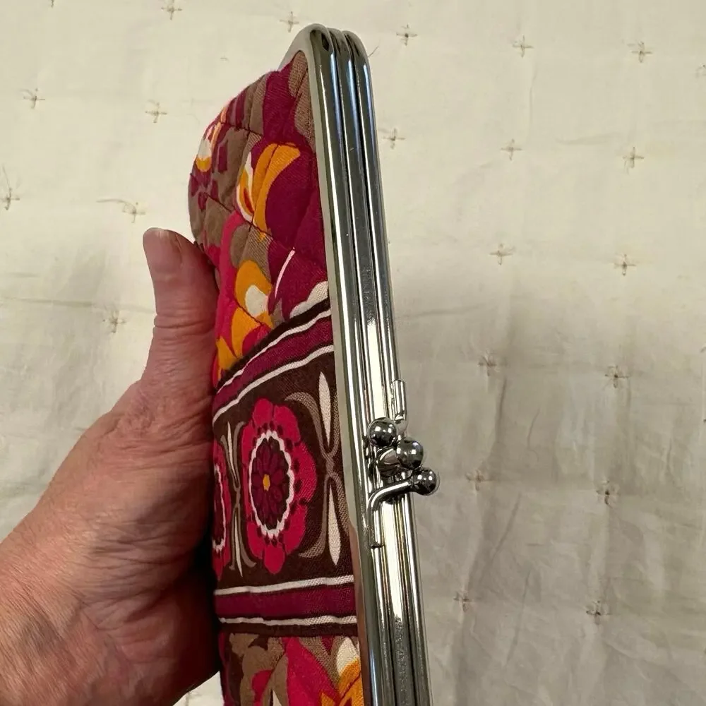 Vera Bradley Double Kisslock Clutch Wallet in Carnaby Floral Retired 2009